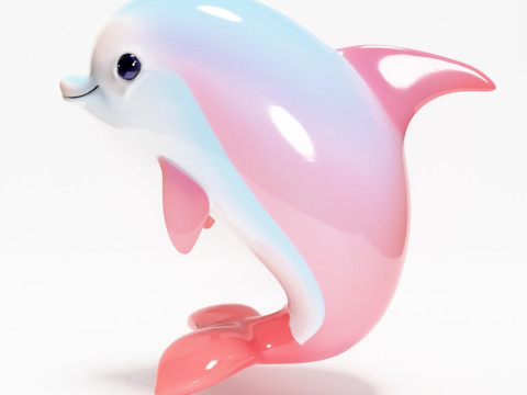 Stampa 3D Delfino rosa Chibi Kawaii Giocattolo carino Modello 3D