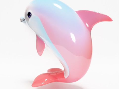 Stampa 3D Delfino rosa Chibi Kawaii Giocattolo carino Modello 3D