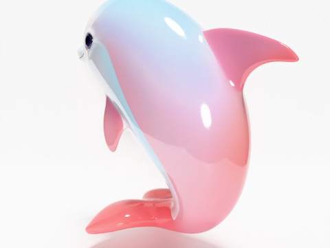 Stampa 3D Delfino rosa Chibi Kawaii Giocattolo carino Modello 3D