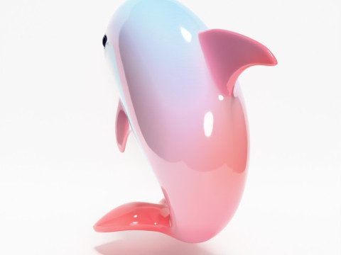 Stampa 3D Delfino rosa Chibi Kawaii Giocattolo carino Modello 3D