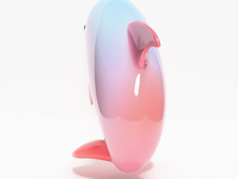 Stampa 3D Delfino rosa Chibi Kawaii Giocattolo carino Modello 3D