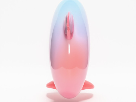 Stampa 3D Delfino rosa Chibi Kawaii Giocattolo carino Modello 3D