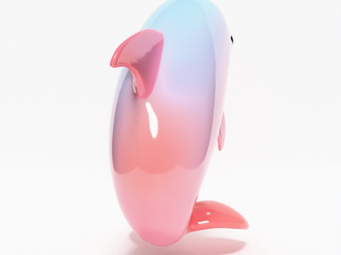 Stampa 3D Delfino rosa Chibi Kawaii Giocattolo carino Modello 3D