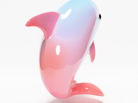 Stampa 3D Delfino rosa Chibi Kawaii Giocattolo carino Modello 3D