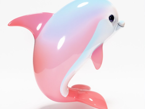 Stampa 3D Delfino rosa Chibi Kawaii Giocattolo carino Modello 3D