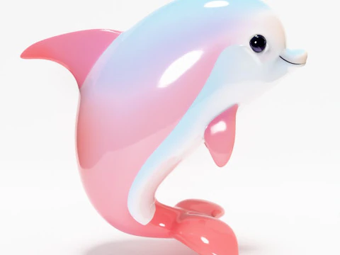 3D Printing Pink Dolphin Chibi Kawaii Cute toy 3D Model