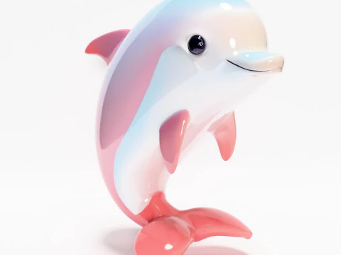 3D Printing Pink Dolphin Chibi Kawaii Cute toy 3D Model