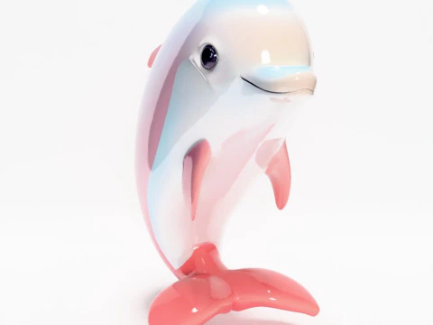 3D Printing Pink Dolphin Chibi Kawaii Cute toy 3D Model