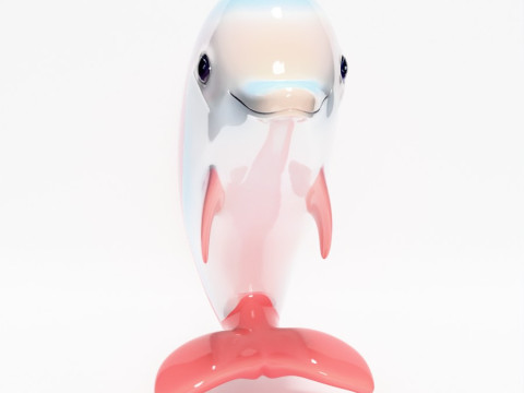 Stampa 3D Delfino rosa Chibi Kawaii Giocattolo carino Modello 3D