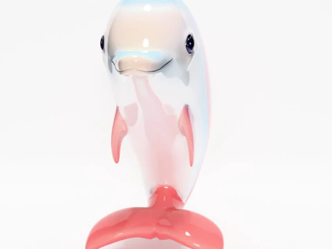 3D Printing Pink Dolphin Chibi Kawaii Cute toy 3D Model
