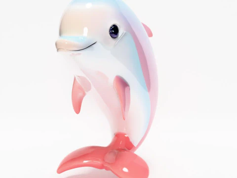 3D Printing Pink Dolphin Chibi Kawaii Cute toy 3D Model