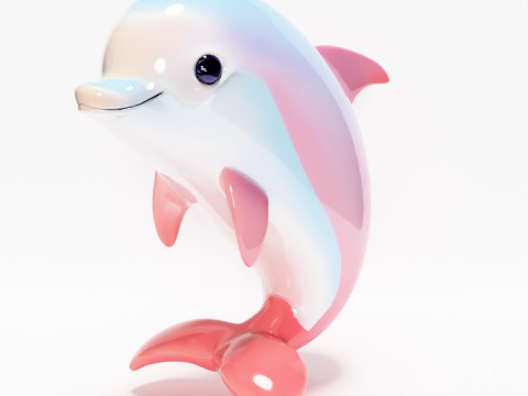 Stampa 3D Delfino rosa Chibi Kawaii Giocattolo carino Modello 3D