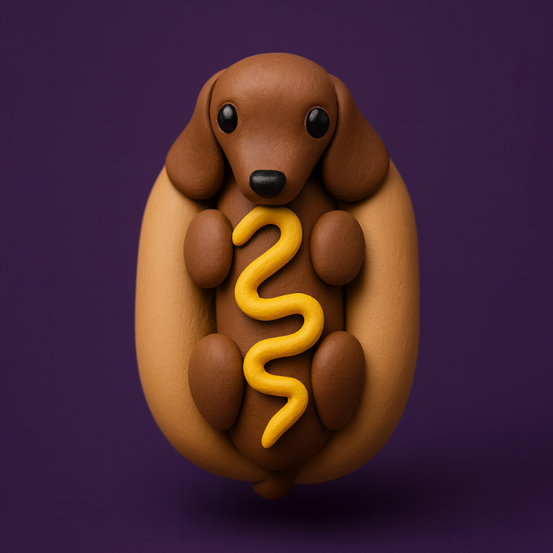3D Printing Dachshund Hot Dog Mustard Pup toy 3D Model .c4d .max .obj .3ds .fbx .stl .blend