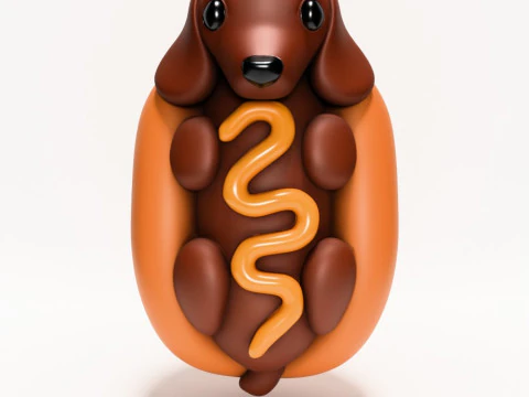 Brinquedo para cachorro-quente Dachshund com impress&atilde;o 3D Modelo 3D