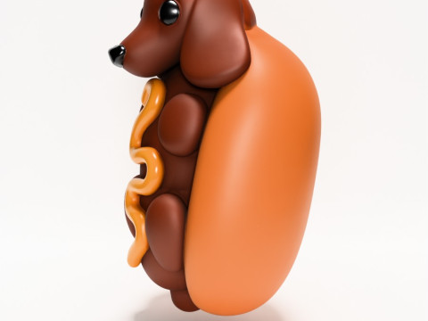 3D Printing Dachshund Hot Dog Mustard Pup toy 3D Model