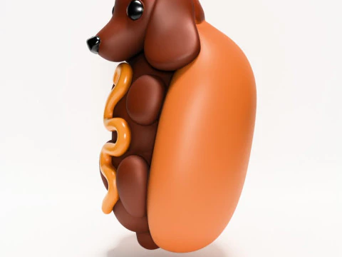 Brinquedo para cachorro-quente Dachshund com impress&atilde;o 3D Modelo 3D