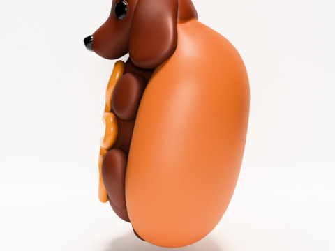 3D Printing Dachshund Hot Dog Mustard Pup toy 3D Model