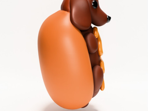 3D Printing Dachshund Hot Dog Mustard Pup toy 3D Model