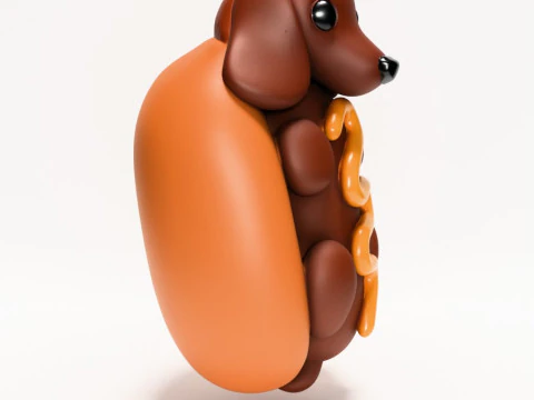 Brinquedo para cachorro-quente Dachshund com impress&atilde;o 3D Modelo 3D