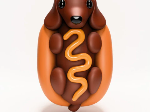 Brinquedo para cachorro-quente Dachshund com impress&atilde;o 3D Modelo 3D