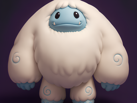 Mainan Pop Mart Gaya Salju Yeti Chibi Sofubi Cetak 3D Model 3D
