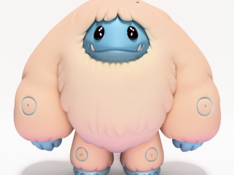 Mainan Pop Mart Gaya Salju Yeti Chibi Sofubi Cetak 3D Model 3D
