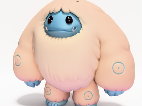 Mainan Pop Mart Gaya Salju Yeti Chibi Sofubi Cetak 3D Model 3D