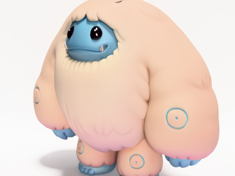 Mainan Pop Mart Gaya Salju Yeti Chibi Sofubi Cetak 3D Model 3D