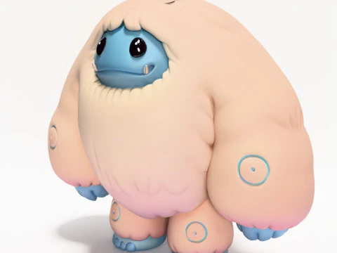 3D Printing Snow Yeti Chibi Sofubi Style Pop Mart toy 3D Model