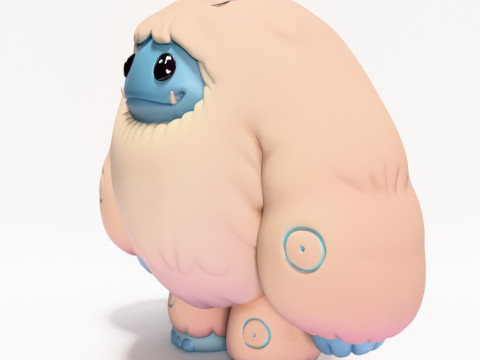 Mainan Pop Mart Gaya Salju Yeti Chibi Sofubi Cetak 3D Model 3D