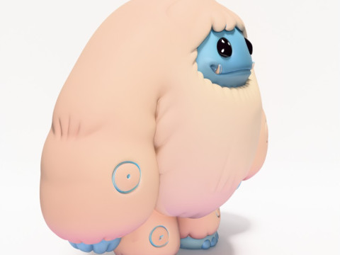Mainan Pop Mart Gaya Salju Yeti Chibi Sofubi Cetak 3D Model 3D
