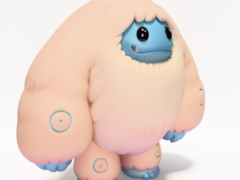 Mainan Pop Mart Gaya Salju Yeti Chibi Sofubi Cetak 3D Model 3D
