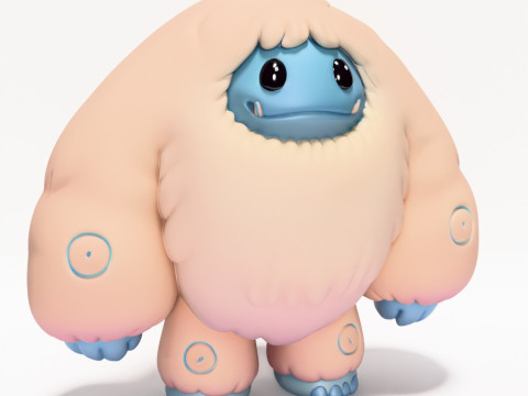 Mainan Pop Mart Gaya Salju Yeti Chibi Sofubi Cetak 3D Model 3D