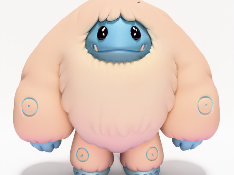 Mainan Pop Mart Gaya Salju Yeti Chibi Sofubi Cetak 3D Model 3D