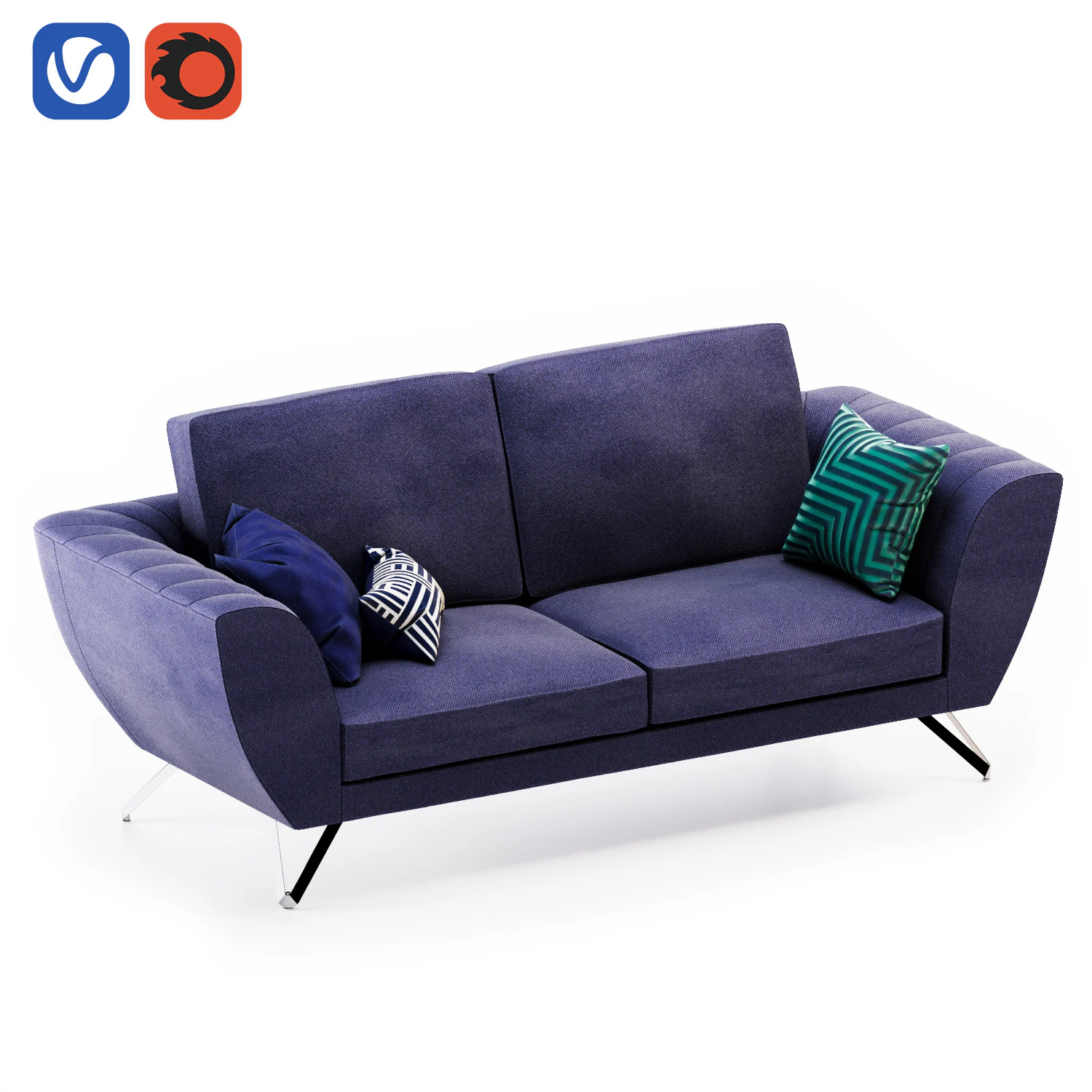 Caractere large 3seat sofa 3D Model .c4d .max .obj .3ds .fbx .stl .blend 