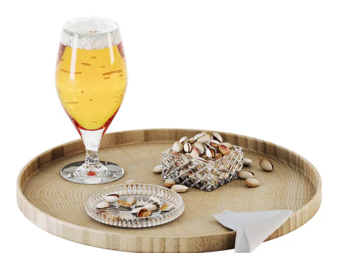 Pistachio with beer in glass jar 3D Model