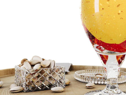 Pistachio with beer in glass jar 3D Model
