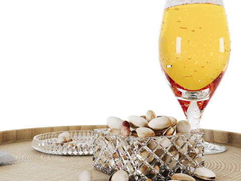 Pistachio with beer in glass jar 3D Model