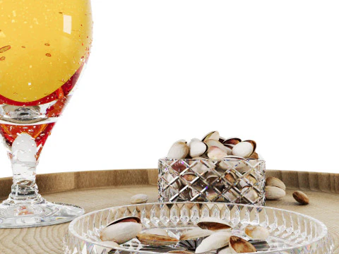 Pistachio with beer in glass jar 3D Model