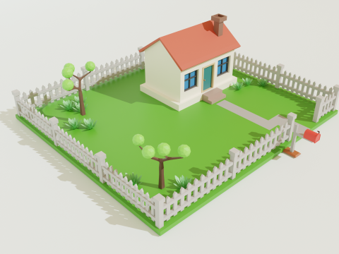 Cartoon house Low Poly House Free 3D Модель