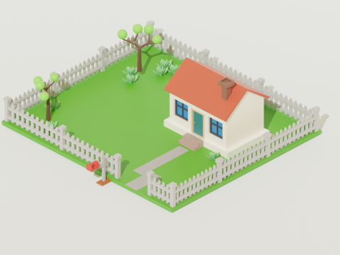 Cartoon house Low Poly House Free 3D Модель