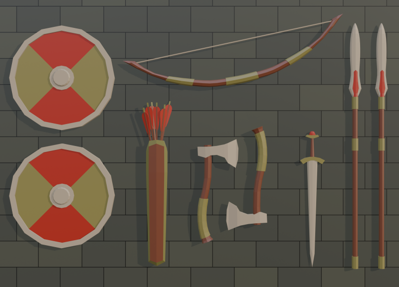 Low Poly Viking Weapons Pack - гра готова для Unity Unreal Godot 3D Модель .c4d .max .obj .3ds .fbx .stl .blend
