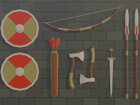 लो पॉली वाइकिंग वेपन्स पैक - गेम रेडी फॉर यूनिटी अनरियल गोडोट 3D मॉडल