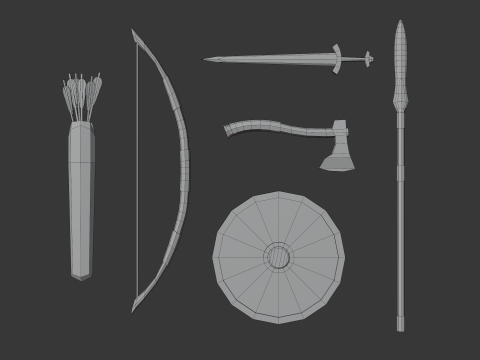 Low Poly Viking Weapons Pack - гра готова для Unity Unreal Godot 3D Модель