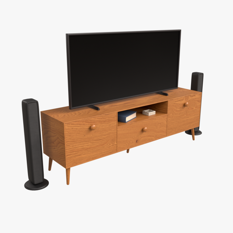 Modern TV Unit with Floor Speakers PBR for Interior Visualization Games 3D Модель .c4d .max .obj .3ds .fbx .stl .blend 