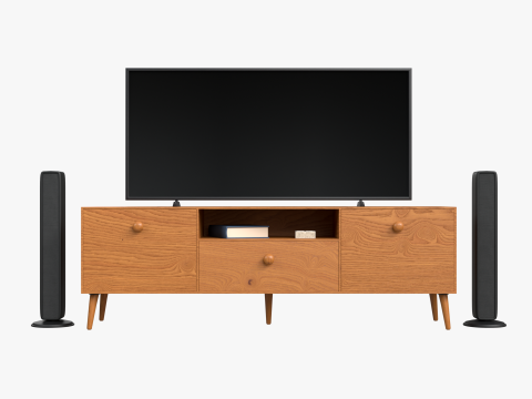 Modern TV Unit with Floor Speakers PBR for Interior Visualization Games 3D Модель