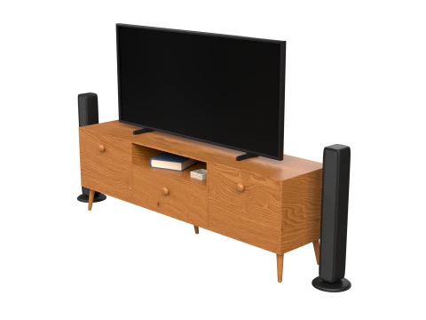 Modern TV Unit with Floor Speakers PBR for Interior Visualization Games 3D Model