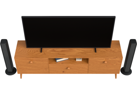 Modern TV Unit with Floor Speakers PBR for Interior Visualization Games 3D Модель