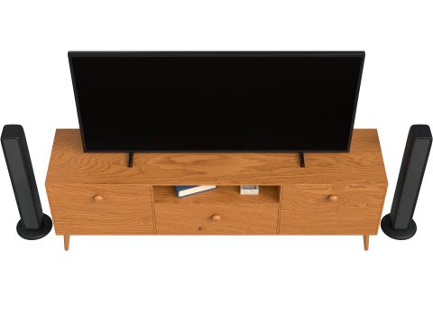 Modern TV Unit with Floor Speakers PBR for Interior Visualization Games 3D Model