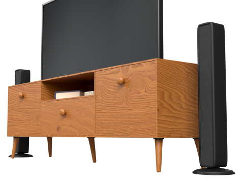 Modern TV Unit with Floor Speakers PBR for Interior Visualization Games 3D Модель